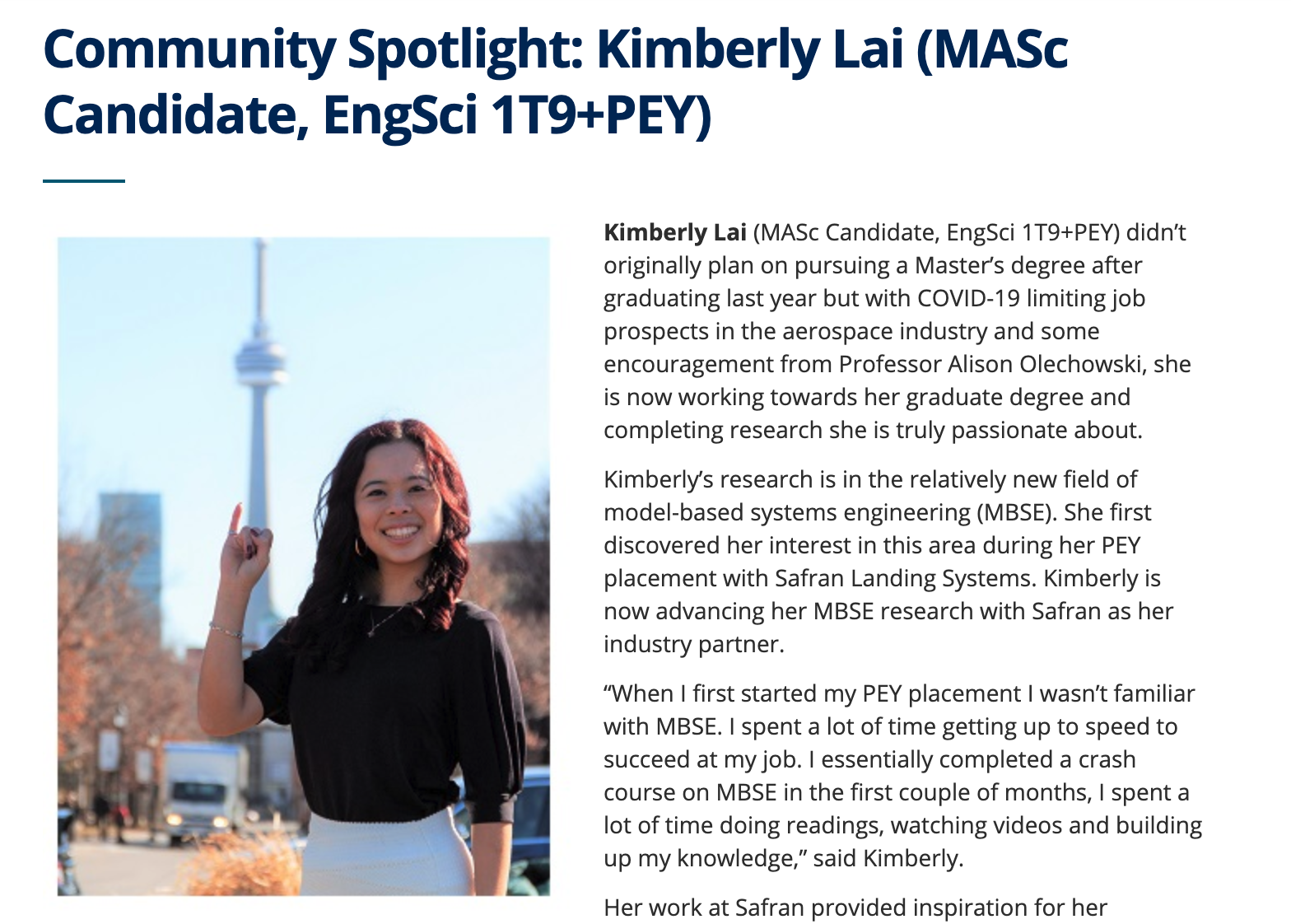MASc student Kimberly Lai wins best student paper award