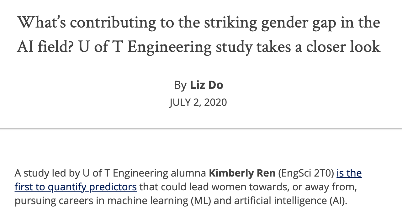 What’s contributing to the striking gender gap in the AI field? U of T Engineering study takes a closer look