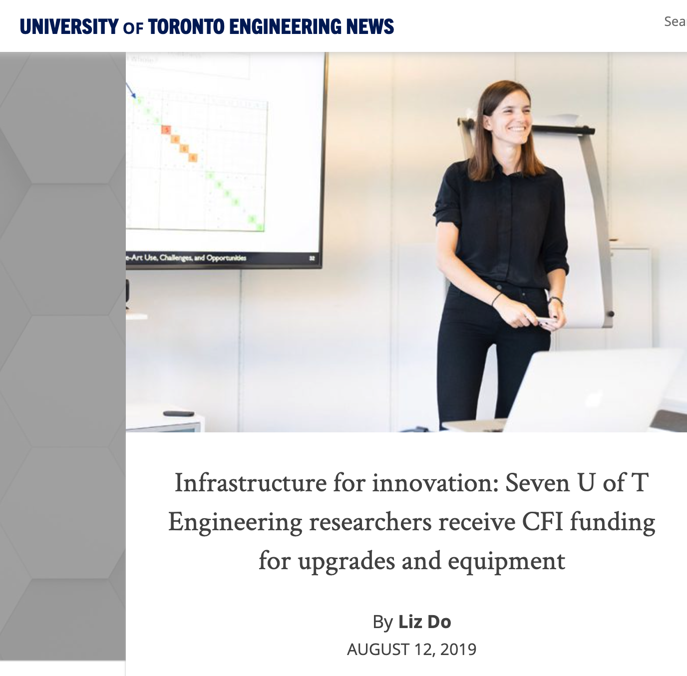 Prof. Olechowski receives CFI funding for upgrades and equipment